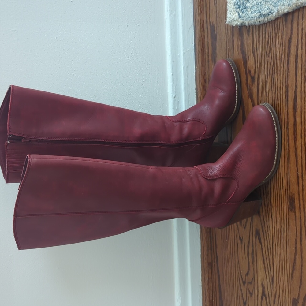Seychelles Tall Red Leather Heeled Boots